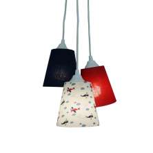 Lustre Pendente Quarto de Bebê Aviãozinho Azul e Vermelho