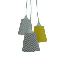 Lustre Pendente Quarto de Bebê Chevron Amarelo e Cinza