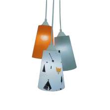Lustre Pendente Raposinha Laranja e Cinza