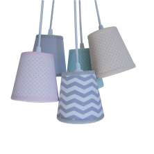 Lustre Pendente Soft Chevron Cinza, Amarelo e Rosa