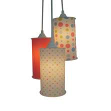 Lustre Pendente Triplo Crie Casa Poás e Triângulos Tons de Rosa