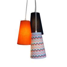 Pendente Triplo Chevron Marinho e Laranja