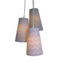 Pendente Triplo Chevron Rosa e Cinza