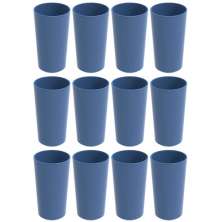 Conjunto 12 Copos Altos de Plástico 500ml Refeitório Escola Crippa Azul Madrugada