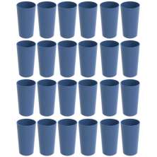 Conjunto 24 Copos Altos de Plástico 500ml Azul Madrugada Refeitório Escolar Lanche Crippa