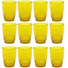 Kit 12 Copos Crippa 300ml Plástico Amarelo Água Suco Refrigerante Escolar Lanche 