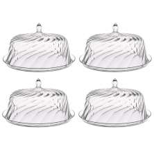 Kit 4 Porta Bolo com Cúpula 30cm Transparente Boleira Glassy Crippa Doces Sobremesas