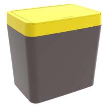 Lixeira Pequena 5L Crippa Chumbo e Amarelo Cozinha Pia Escritório Retangular