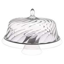 Porta Bolo com Cúpula e Pé 30cm Transparente Glassy Crippa Boleira Torta Doces