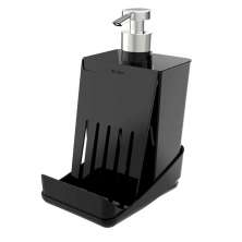 Porta Detergente Preto com Suporte para Esponja Smart S Crippa Dispenser para Pia Cozinha