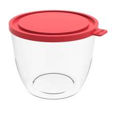 Pote com Tampa 1,9L Redondo Crippa Transparente e Vermelho Bacia Alimentos Frutas