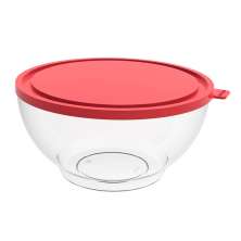 Pote com Tampa 3,1L Redondo Crippa Transparente e Vermelho Bacia Alimentos Frutas