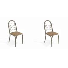Conjunto com 2 Cadeiras Holanda Nickel e Capuccino