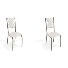 Conjunto com 2 Cadeiras Lisboa Nickel e Branco