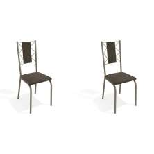 Conjunto com 2 Cadeiras Lisboa Nickel e Marrom