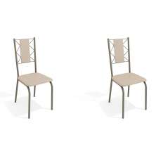Conjunto com 2 Cadeiras Lisboa Nickel e Nude