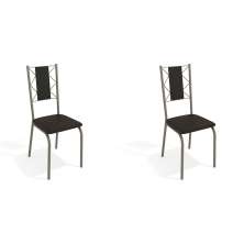 Conjunto com 2 Cadeiras Lisboa Nickel e Preto