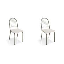 Conjunto com 2 Cadeiras Noruega Nickel e Branco