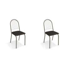 Conjunto com 2 Cadeiras Noruega Nickel e Preto