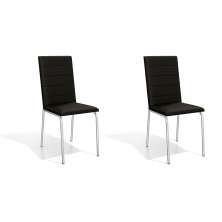 Conjunto com 2 Cadeiras de Cozinha Amsterdã Cromado e Preto