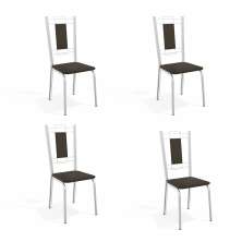 Conjunto com 4 Cadeiras de Cozinha Florença Cromado e Marrom