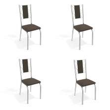 Conjunto com 4 Cadeiras de Cozinha Lisboa Cromado e Marrom