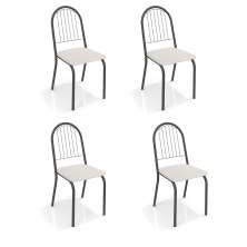 Conjunto com 4 Cadeiras de Cozinha Noruega Preto e Branco