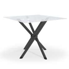 Mesa de Jantar Quadrada com Tampo de Vidro Volga Preto 90 cm