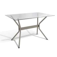 Mesa de Jantar Retangular com Tampo de Vidro  Loire Cinza 140 cm