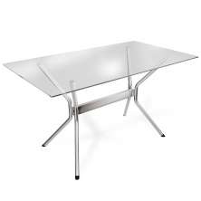 Mesa de Jantar Retangular com Tampo de Vidro  Loire Prata 140 cm