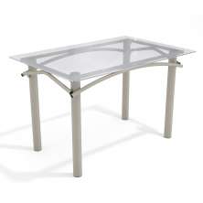 Mesa de Jantar Retangular com Tampo de Vidro Elba Cinza 120 cm