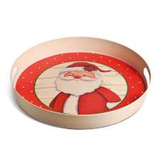 Bandeja de Natal Redonda Papai Noel Vermelha 40 cm