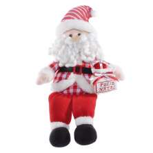 Boneco de Papai Noel Xadrez Segurando Presentes 45cm 1 Peça