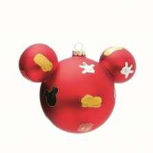 Conjunto com 2 Enfeites de Natal Mickey Vermelho 10 cm