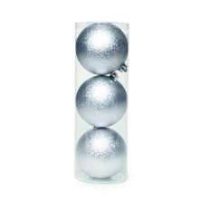 Conjunto com 3 Enfeites de Natal Bolas Prateado 8 cm