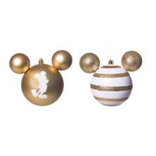 Conjunto com 4 Enfeites Natalinos Mickey Dourado 8 cm