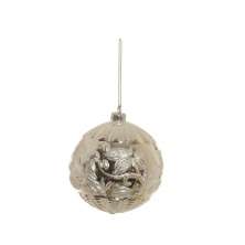 Conjunto com 4 Enfeites de Natal Bola Prateado 10 cm