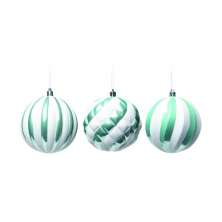 Conjunto com 6 Enfeites de Natal Bola Azul e Branco 10 cm