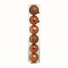 Conjunto com 6 Enfeites de Natal Bola Marrom 8 cm