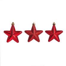 Conjunto com 6 Enfeites de Natal Estrelas Vermelho