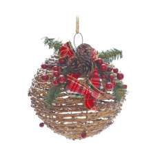 Enfeite de Natal Bola Rattan Marrom 20 cm