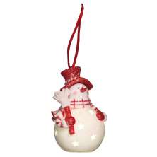 Enfeite de Natal Boneco de Neve Branco e Vermelho