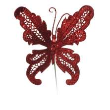 Enfeite de Natal Borboleta Vermelha 30 cm