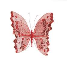 Enfeite de Natal Borboleta Vermelho 23 cm