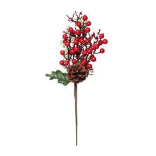 Enfeite de Natal Folhas, Frutas e Pinha Vermelho e Marrom