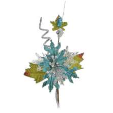 Flor Decoração Natal Para Árvore Natal 32Cm Azul Turquesa