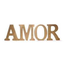 Letreiro Amor Decoração Natalina 15x15 Cm Na Cor Dourado