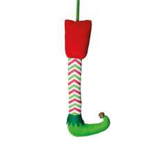 Pick Perna Elfo Zig Zag Decoração Natal 1 Unidade  Vermelha