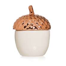 Pote Natal Decorativo Formato Noz Branco E Rose Gold 11X9Cm