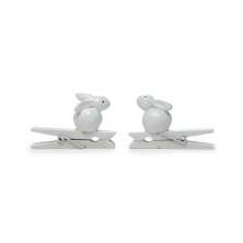 Prendedor 3D Coelho Páscoa Decoração 6 Unid. Branca